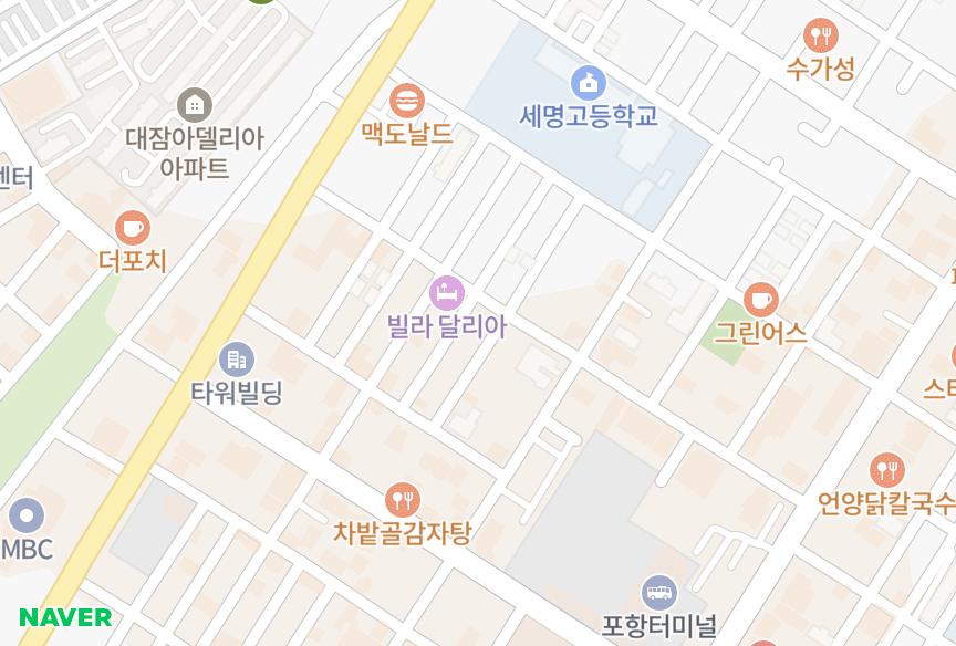 경상북도 포항시 남구 대잠동 리치패밀리 위치·실거래 시세 지도