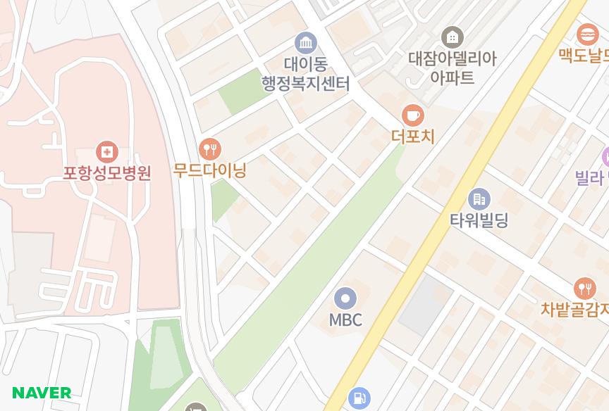 경상북도 포항시 남구 대잠동 대잠시티캐슬 위치·실거래 시세 지도