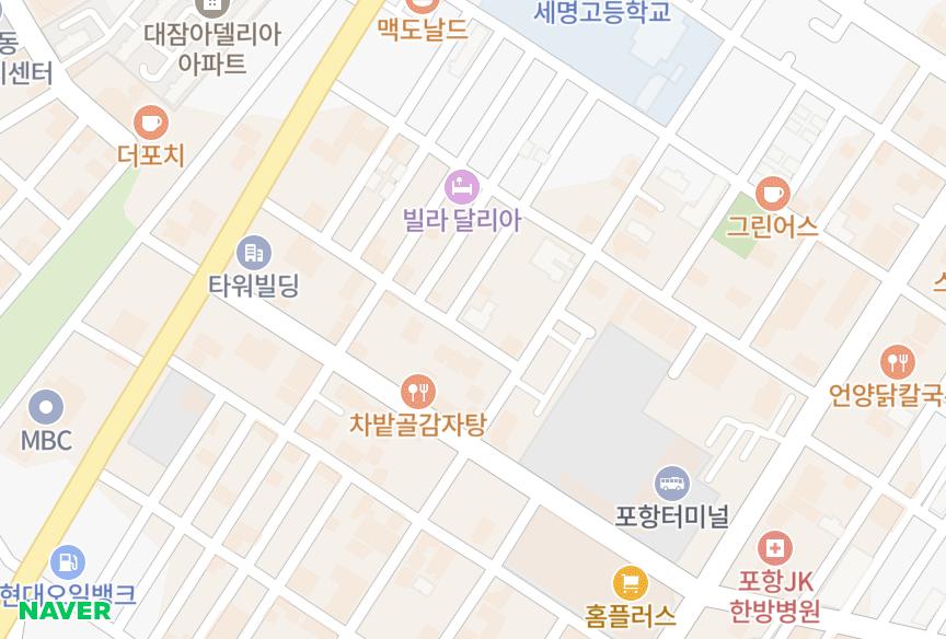 경상북도 포항시 남구 대잠동 대잠자연애 위치·실거래 시세 지도