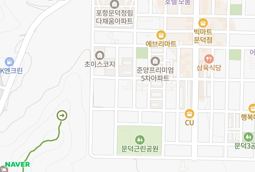 경상북도 포항시 남구 오천읍 문덕리 힐링엘가 위치·실거래 시세 지도