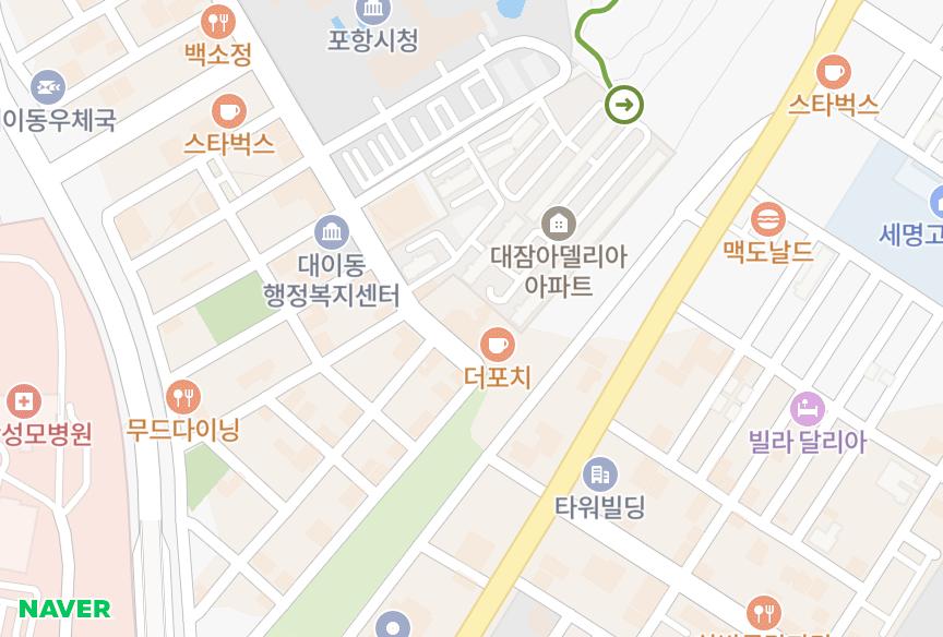 경상북도 포항시 남구 대잠동 네이처파크 위치·실거래 시세 지도