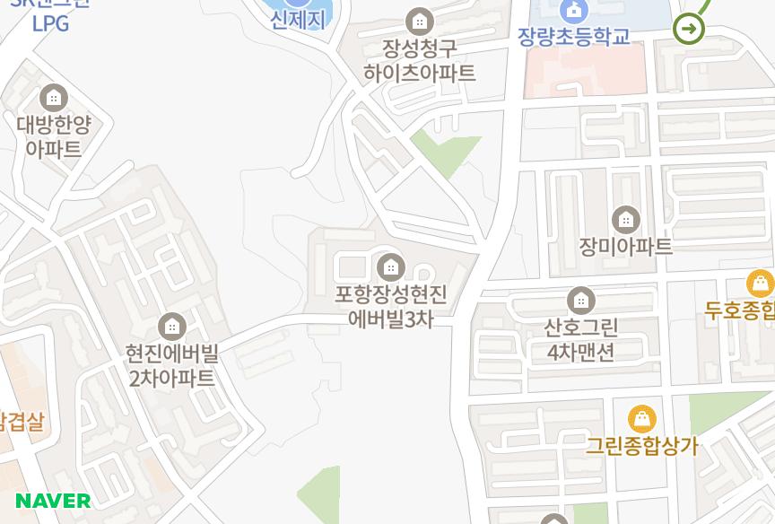 경상북도 포항시 북구 장성동 현진에버빌3단지 위치·실거래 시세 지도