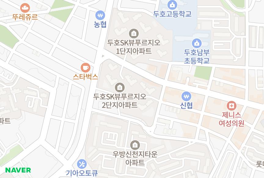 경상북도 포항시 북구 두호동 두호SK뷰푸르지오2단지 위치·실거래 시세 지도
