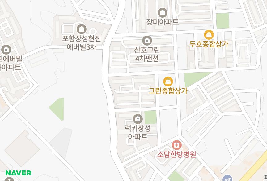 경상북도 포항시 북구 장성동 럭키장성2차 위치·실거래 시세 지도