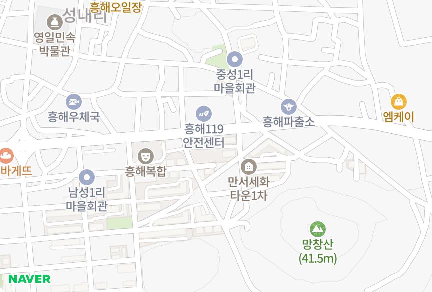 경상북도 포항시 북구 흥해읍 남성리 해맞이타운 위치·실거래 시세 지도