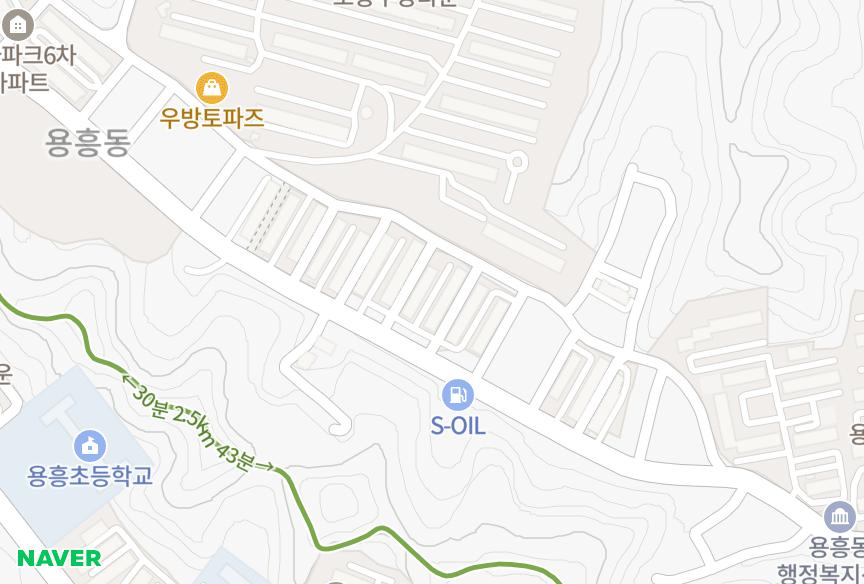 경상북도 포항시 북구 용흥동 한라106,107동 위치·실거래 시세 지도