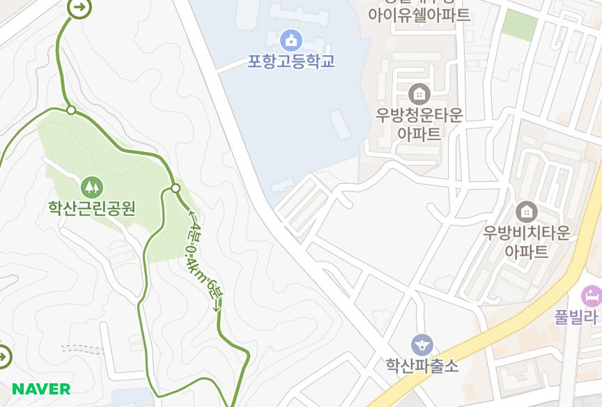 경상북도 포항시 북구 학산동 동아전원타운 위치·실거래 시세 지도