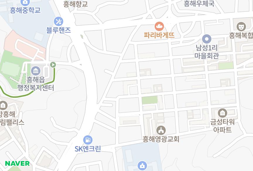 경상북도 포항시 북구 흥해읍 남성리 한미그린맨션 위치·실거래 시세 지도