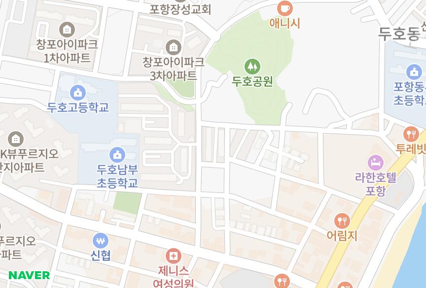 경상북도 포항시 북구 두호동 조양파크맨션 위치·실거래 시세 지도