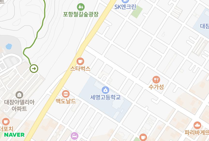 경상북도 포항시 북구 죽도동 대방죽도국민 위치·실거래 시세 지도
