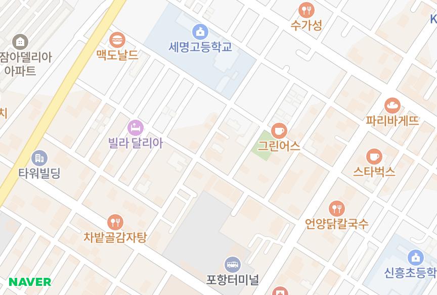 경상북도 포항시 북구 죽도동 내추럴아이 위치·실거래 시세 지도