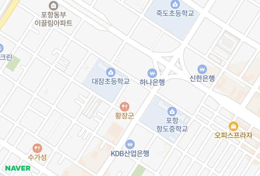 경상북도 포항시 북구 죽도동 명문국민주택 위치·실거래 시세 지도