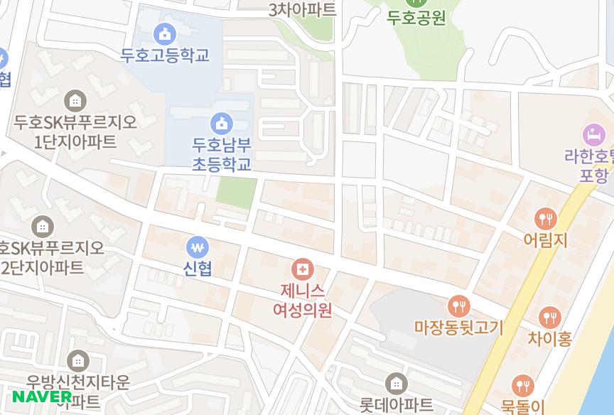 경상북도 포항시 북구 두호동 한미두호가든 위치·실거래 시세 지도