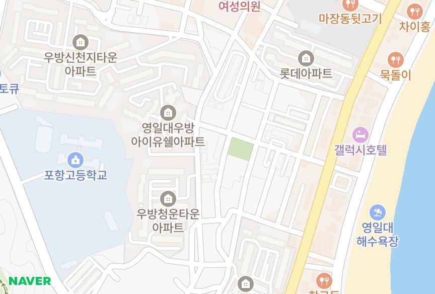 경상북도 포항시 북구 항구동 천호그랜드 위치·실거래 시세 지도