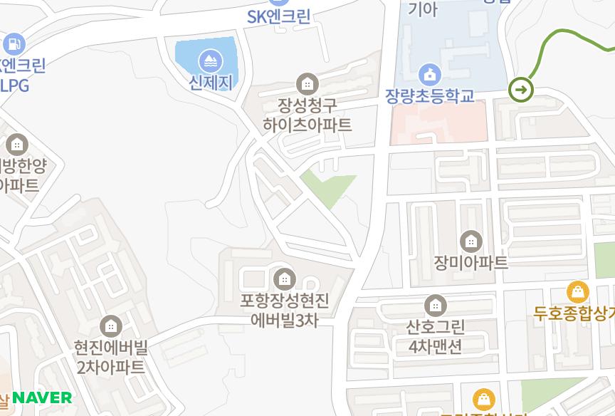 경상북도 포항시 북구 장성동 명보하이츠빌 위치·실거래 시세 지도