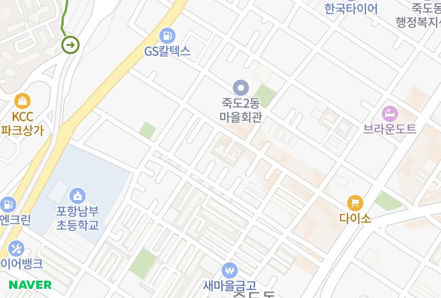 경상북도 포항시 북구 죽도동 디오채 위치·실거래 시세 지도
