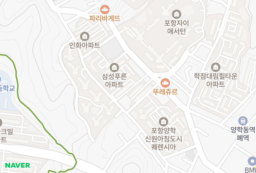 경상북도 포항시 북구 득량동 반도 위치·실거래 시세 지도