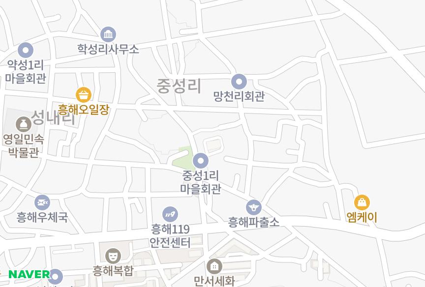 경상북도 포항시 북구 흥해읍 중성리 상용빌라3차 위치·실거래 시세 지도
