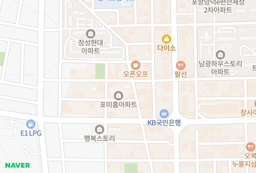 경상북도 포항시 북구 장성동 풀니스4차 위치·실거래 시세 지도