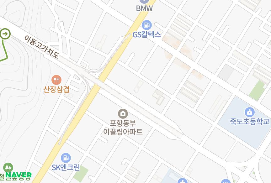 경상북도 포항시 북구 죽도동 신한더테라스 위치·실거래 시세 지도