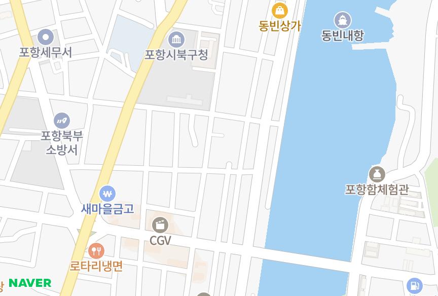 경상북도 포항시 북구 동빈2가 축복웰빙타운 위치·실거래 시세 지도