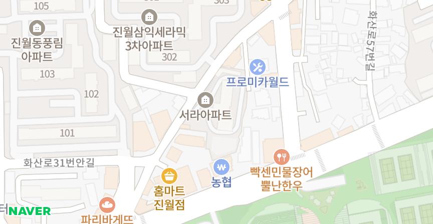 서라 위치 지도