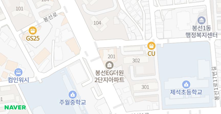 봉선이지더원2단지 위치 지도