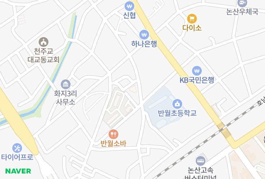 충청남도 논산시 반월동 솔리움 위치·실거래 시세 지도