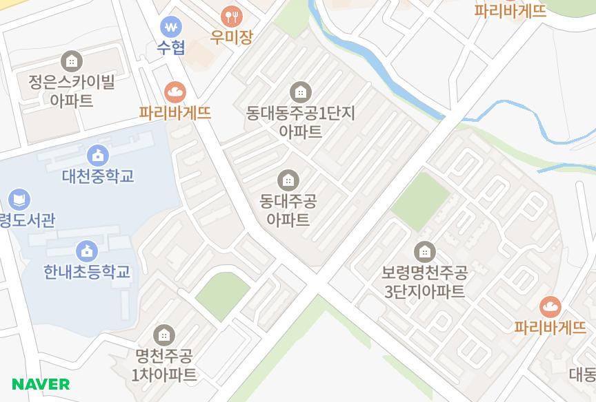 충청남도 보령시 동대동 동대주공3차 위치·실거래 시세 지도