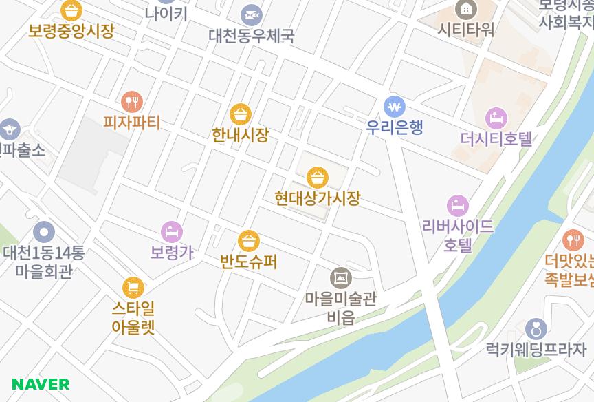 충청남도 보령시 대천동 현대 위치·실거래 시세 지도