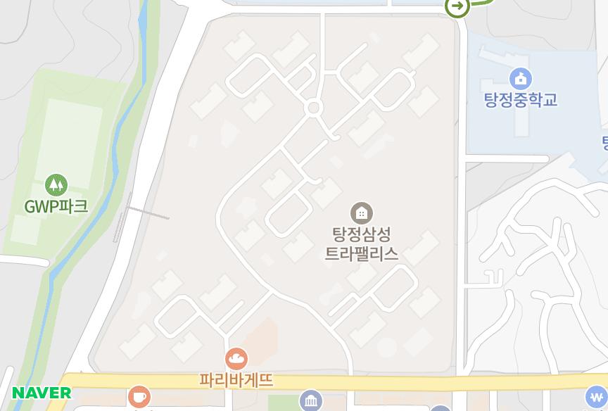 충청남도 아산시 탕정면 명암리 탕정삼성트라팰리스 위치·실거래 시세 지도