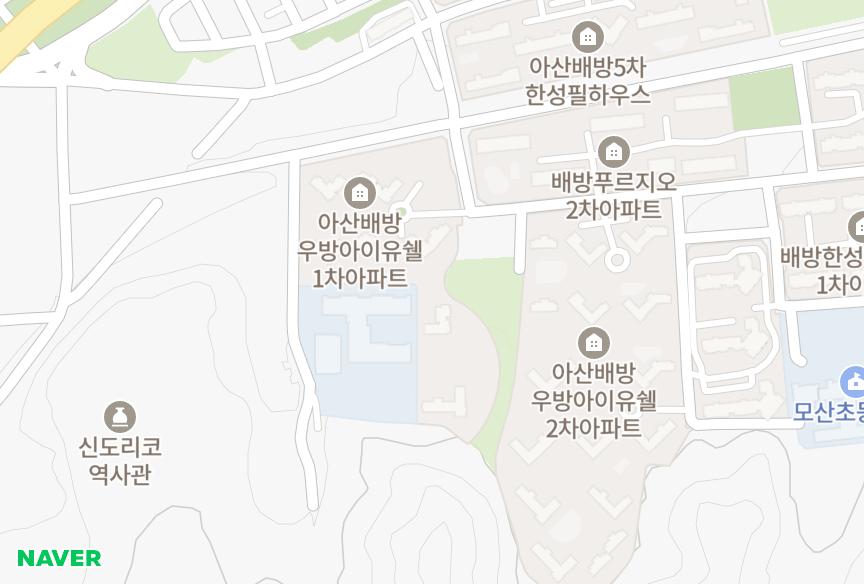 충청남도 아산시 배방읍 공수리 아산배방우방아이유쉘1차 위치·실거래 시세 지도