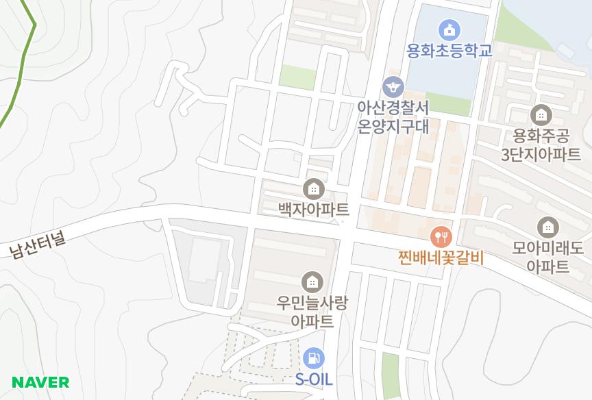 충청남도 아산시 용화동 백자 위치·실거래 시세 지도