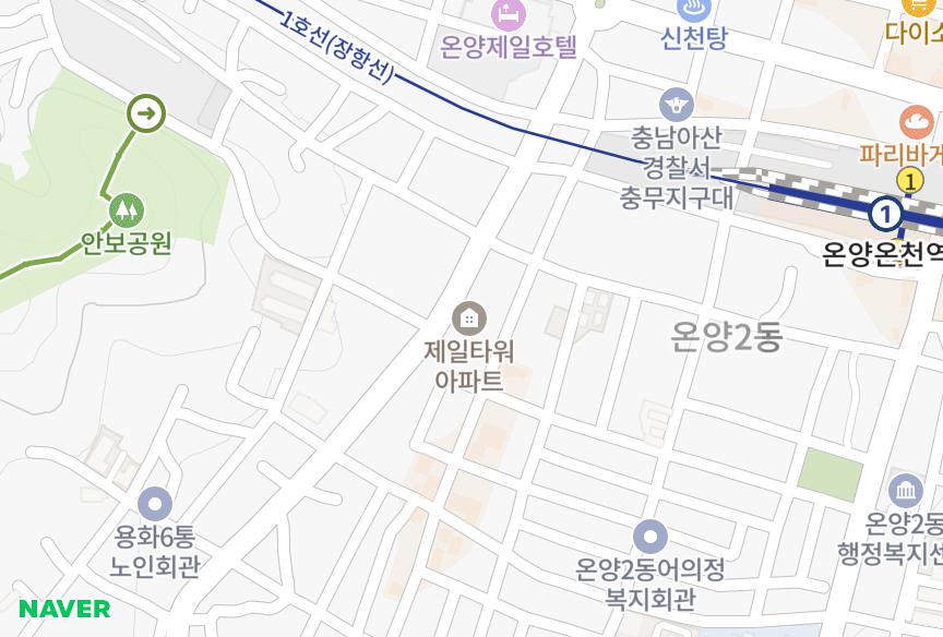 충청남도 아산시 온천동 제일타워 위치·실거래 시세 지도