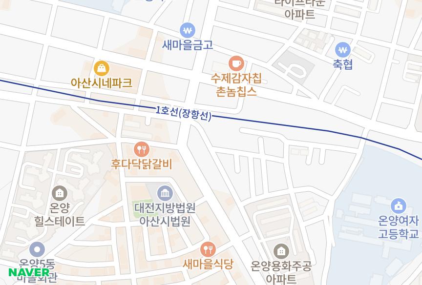 충청남도 아산시 온천동 라움 위치·실거래 시세 지도