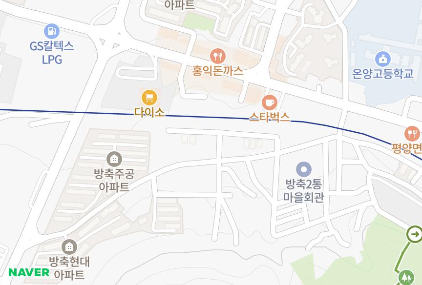 충청남도 아산시 방축동 오성하이츠 위치·실거래 시세 지도