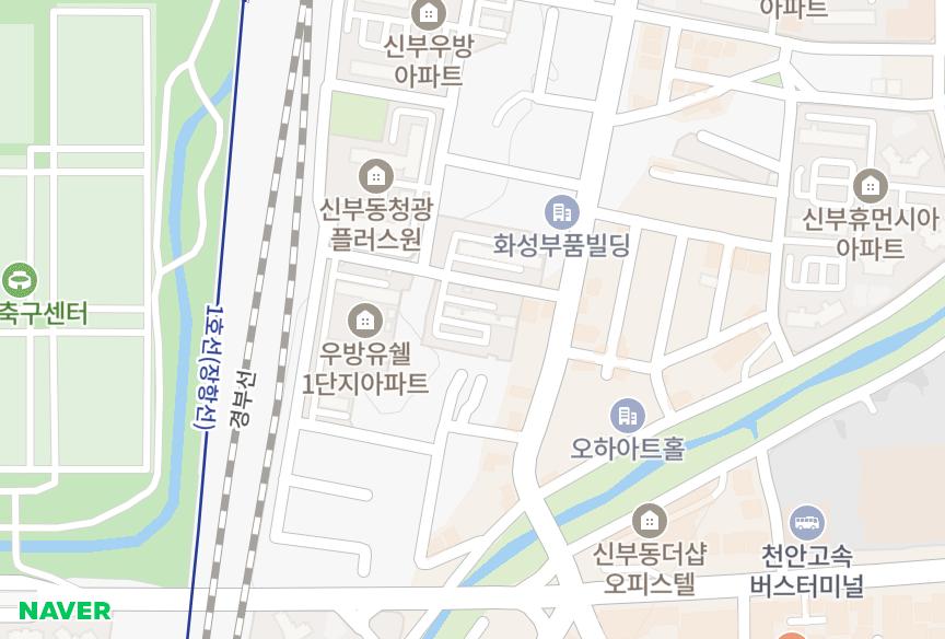 충청남도 천안시 동남구 신부동 우방유쉘2단지 위치·실거래 시세 지도