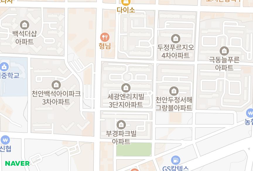 충청남도 천안시 서북구 두정동 세광엔리치빌3차 위치·실거래 시세 지도