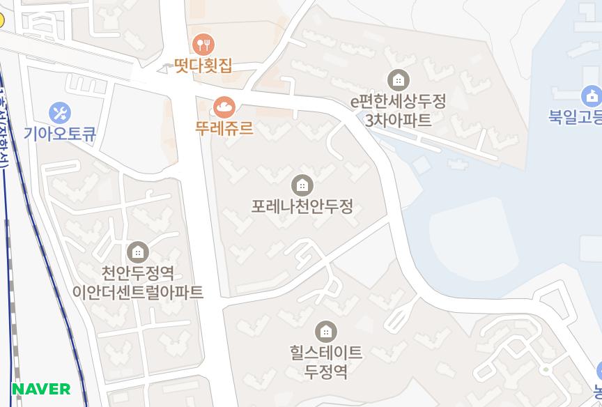 충청남도 천안시 서북구 두정동 한화포레나천안두정 위치·실거래 시세 지도