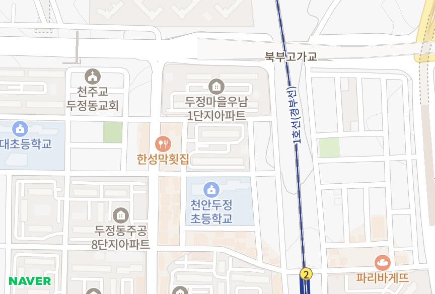 충청남도 천안시 서북구 두정동 두정마을우남2단지 위치·실거래 시세 지도