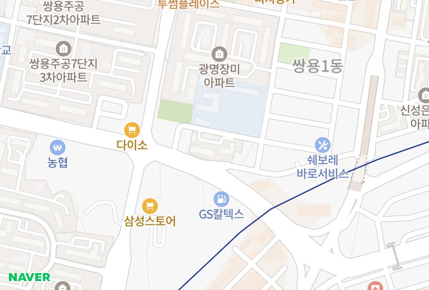 충청남도 천안시 서북구 쌍용동 쌍용두산위브 위치·실거래 시세 지도