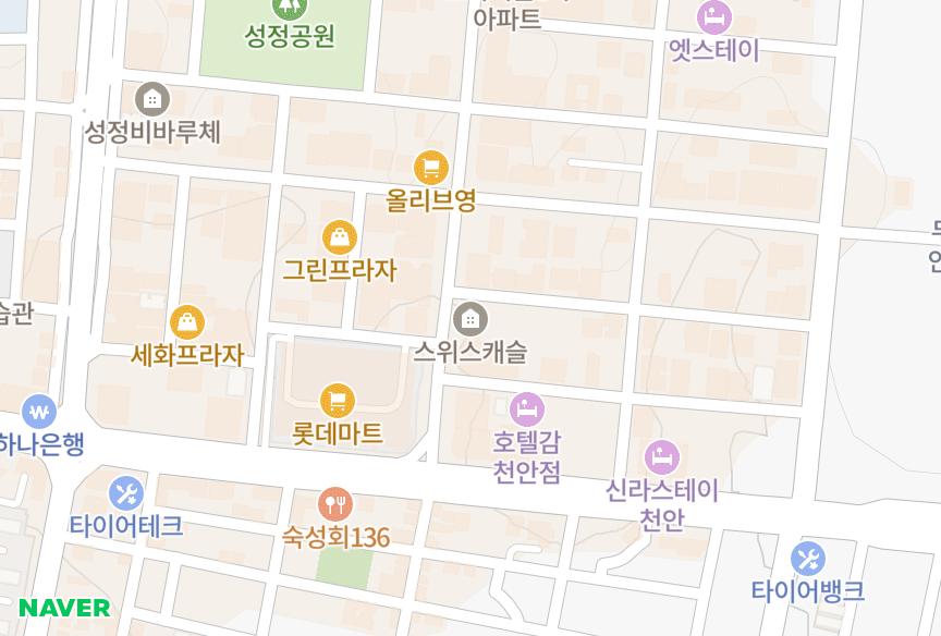 충청남도 천안시 서북구 성정동 스위스캐슬 위치·실거래 시세 지도