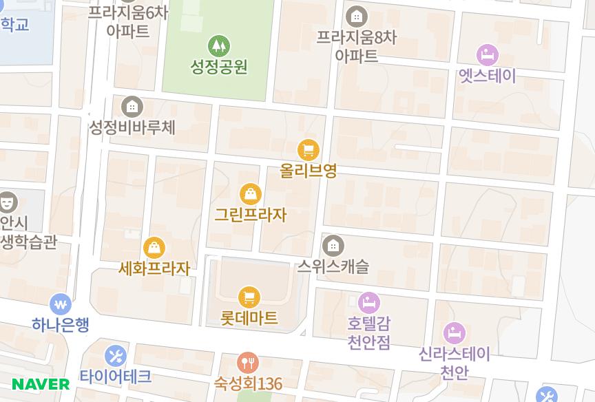 충청남도 천안시 서북구 성정동 해피드림2차 위치·실거래 시세 지도
