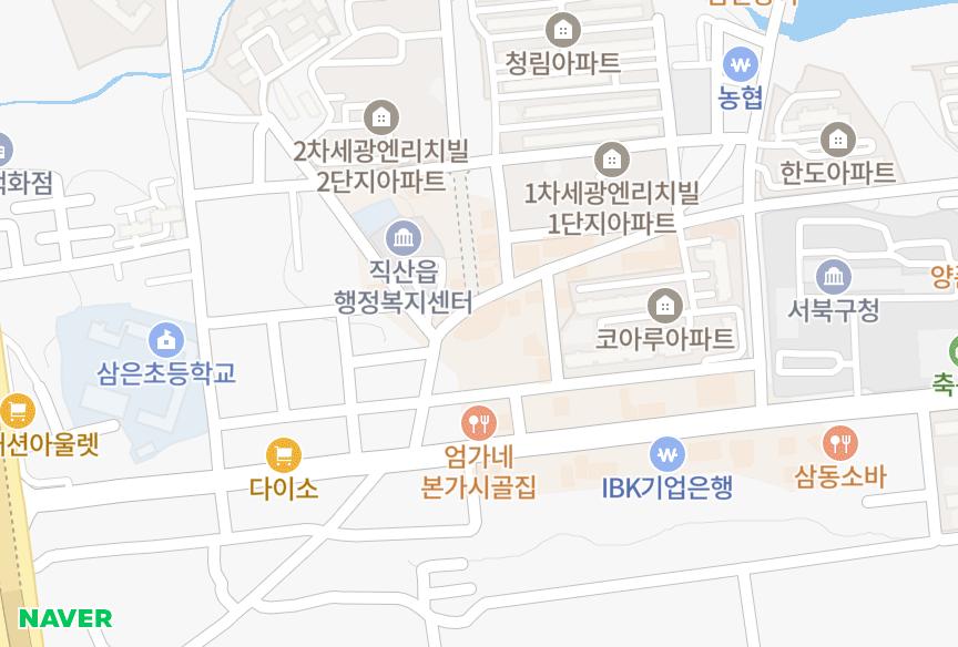 충청남도 천안시 서북구 직산읍 삼은리 아람타워 위치·실거래 시세 지도