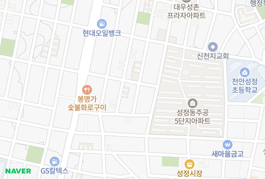 충청남도 천안시 서북구 성정동 장군맨숀 위치·실거래 시세 지도