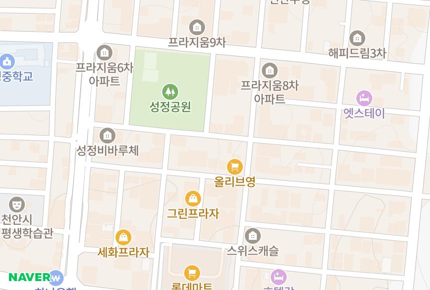 충청남도 천안시 서북구 성정동 더리치빌1차 위치·실거래 시세 지도