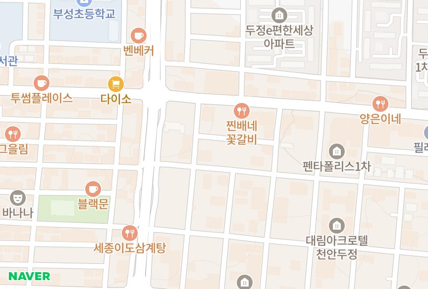 충청남도 천안시 서북구 두정동 카리브힐타운1차 위치·실거래 시세 지도