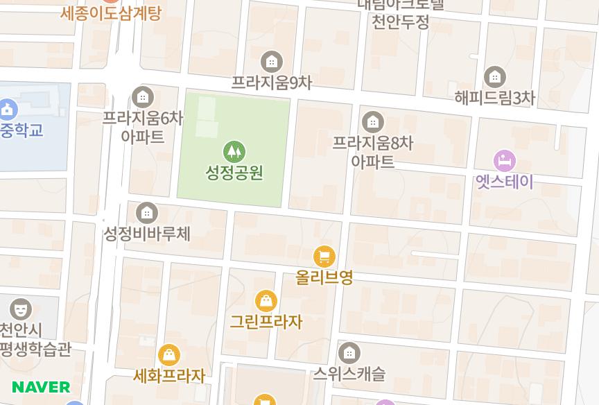 충청남도 천안시 서북구 성정동 미소진하우스 위치·실거래 시세 지도