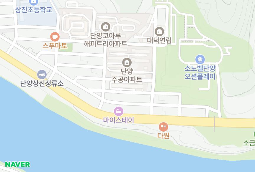 충청북도 단양군 단양읍 상진리 공간가든 위치·실거래 시세 지도