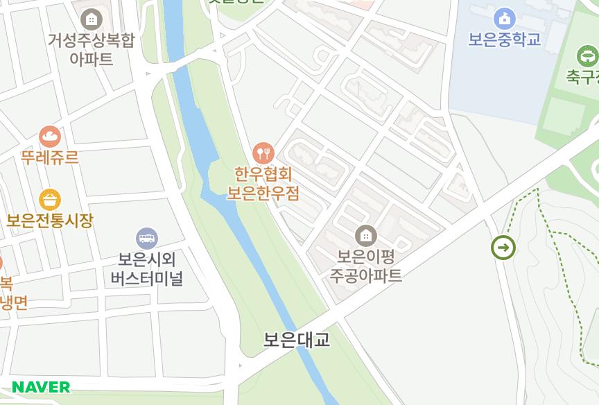 충청북도 보은군 보은읍 이평리 강변리츠빌 위치·실거래 시세 지도